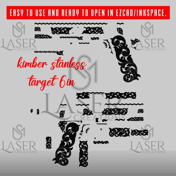 kimber stanless target 6in scroll Vector design  engraving files,pistol engrave,vector ,laser engraving svg dxf ai digital download - Image 2