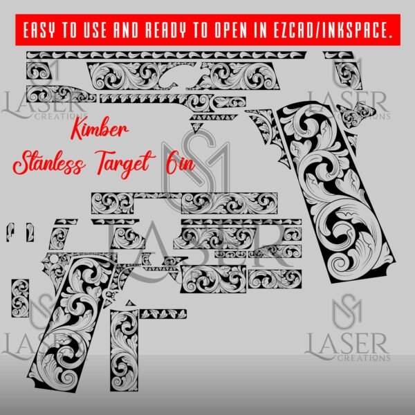 kimber stanless target 6in scroll Vector design  engraving files,pistol engrave,vector ,laser engraving svg dxf ai digital download - Image 2