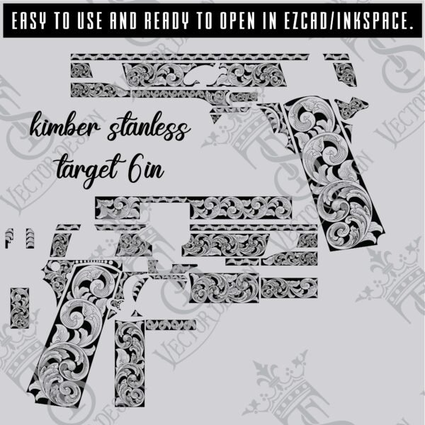 kimber stanless target 6in scroll Vector design  engraving files,pistol engrave,vector ,laser engraving svg dxf ai digital download