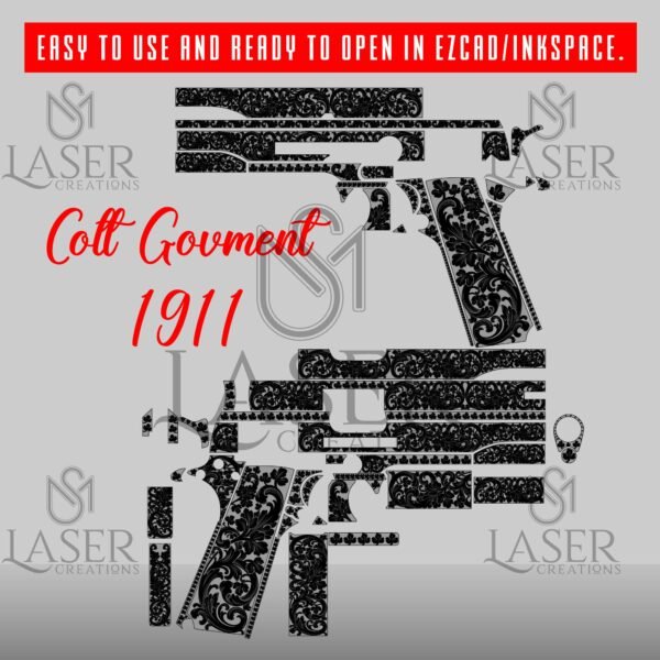 SM Laser Creations Colt Govment 1911 Scroll design